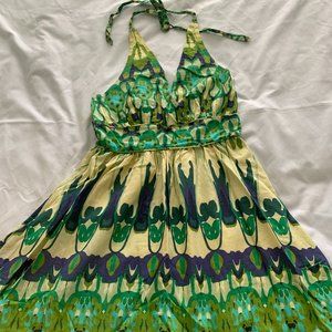 Boutique Halter Lime & Purple Sundress M